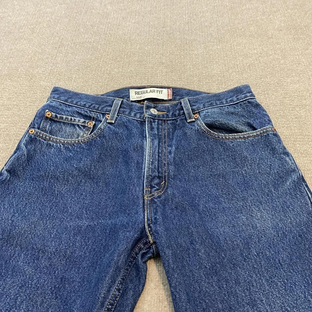 Vintage Levis 505 Jeans Mens 33x29 Blue Wash 90s Y2K Straight Leg‎ Denim Hemmed